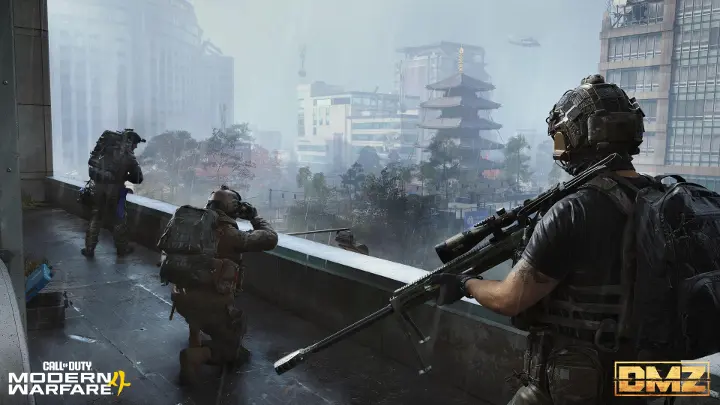 Call of Duty Modern Warfare 4 — режим DMZ, отряд оперативников в городе Хаджин